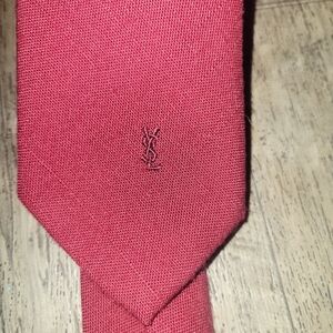 Vintage Y2K YSL Yves Saint Laurent Red Textured Tie Designer Classic